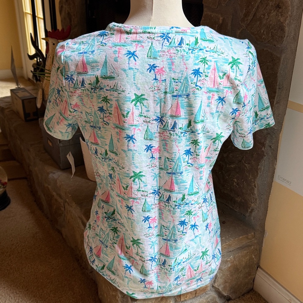 NWT! Talbots Sail Boat/Palm Tree T-shirt - Picture 3 of 5